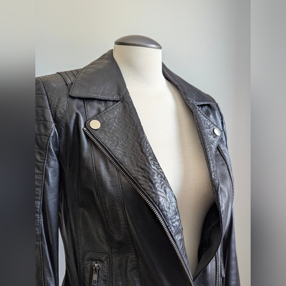 Maral Black %100 Leather Moto Biker Jacket Size Small Medium - Picture 8 of 16